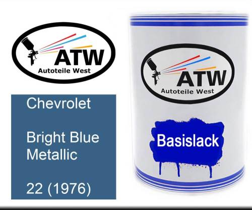 Chevrolet, Bright Blue Metallic, 22 (1976): 500ml Lackdose, von ATW Autoteile West.